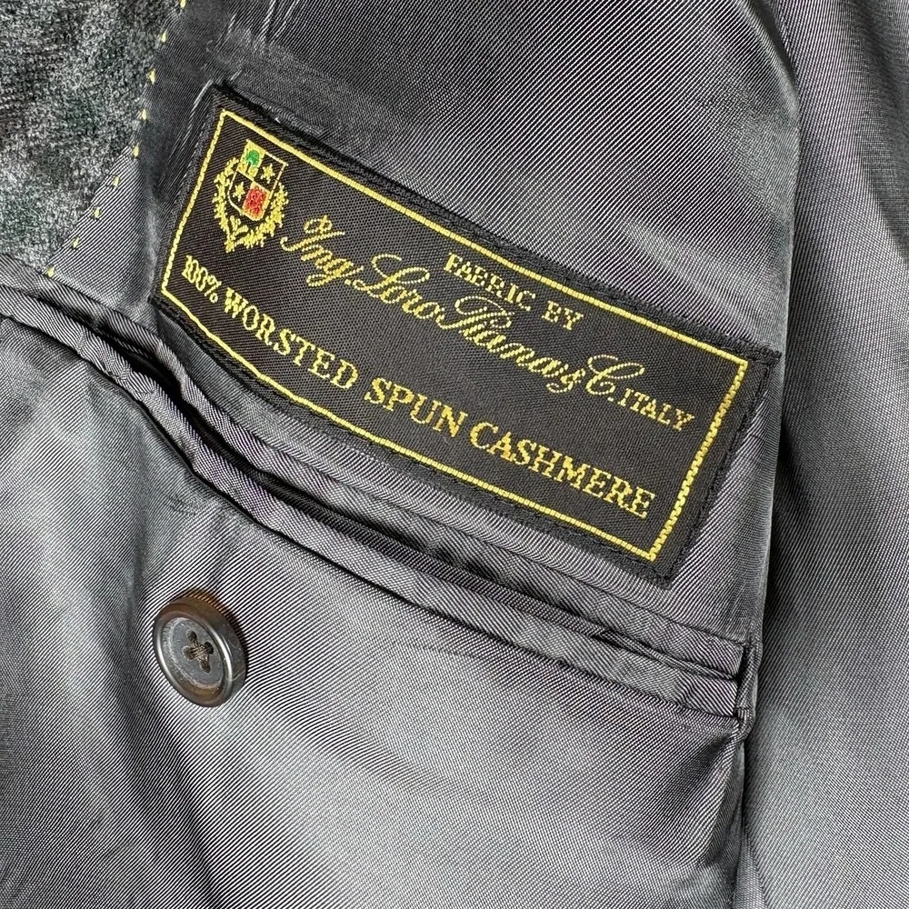Hart Schaffner Marx Men's 44R Gray Plaid Loro‎ Piana Cashmere Two Button Blazer